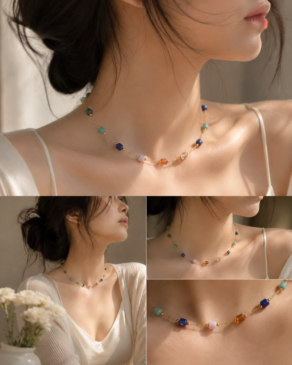 Multicolour colour candy Beaded Necklace