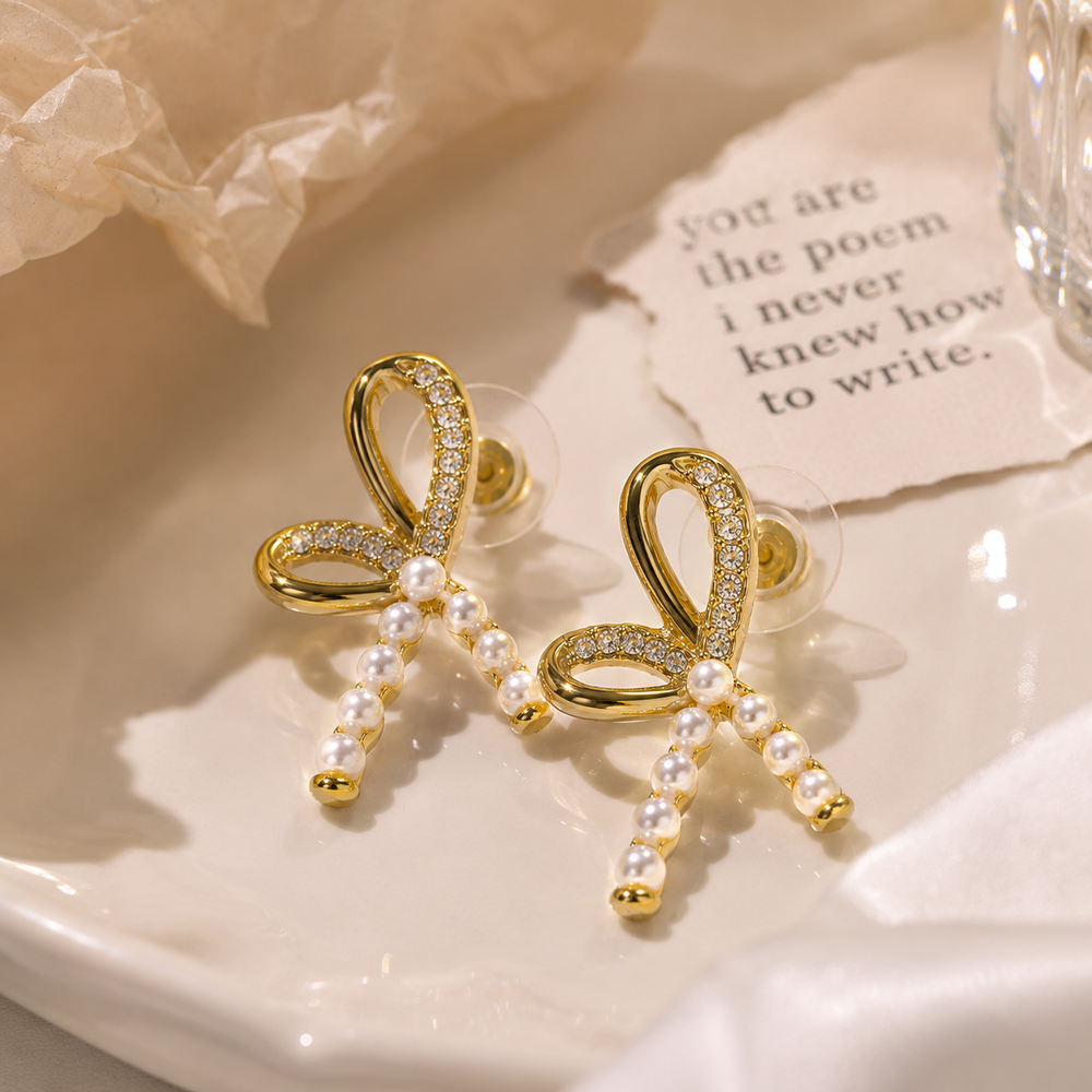 Pearl Bow Earrings
