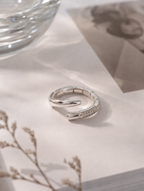 Silver Nail Ring with Pavé Crystals thumbnail 1