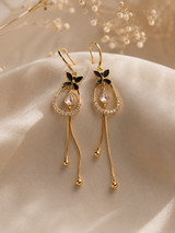 Black Butterfly Crystal Tassel Drop Earrings thumbnail 2