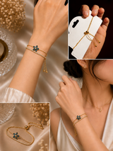 Blue Flower Double Layer Adjustable Bracelet thumbnail 3