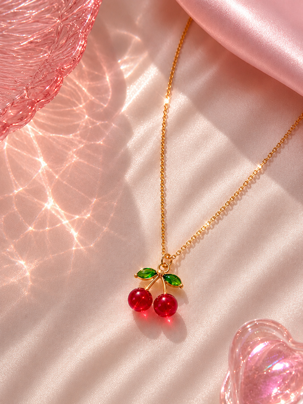 Cherry Blossom Crystal Pendant Necklace