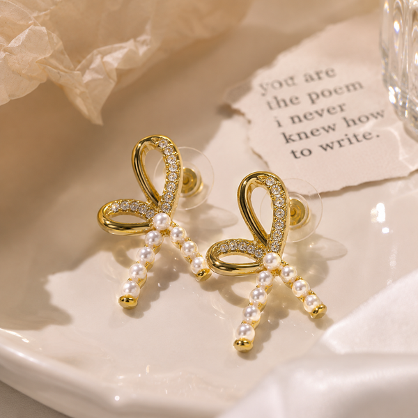 Pearl Bow Earrings