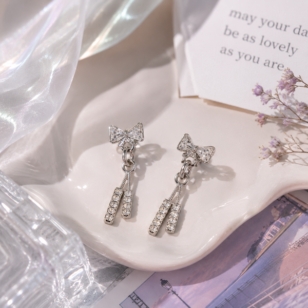 Crystal Bow Drop Earrings