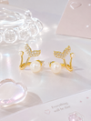 Pearl Mermaid Tail Crystal Earrings