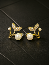 Pearl Mermaid Tail Crystal Earrings thumbnail 3