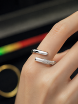 Silver Nail Ring with Pavé Crystals thumbnail 3